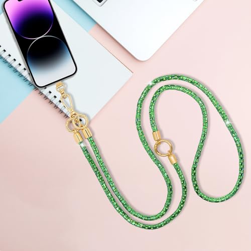 Crystal Cell Phone Strap Crossbody, Green - color: Green