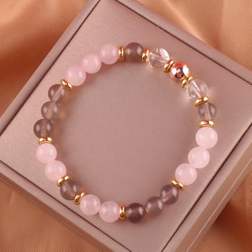 KSQS Healing Stone Bead Bracelet for Women, Natural Gemstones Balance Protection Bracelet, Spiritual Crystal Beads Bracelet Anxiety Relief with Meaning Card - color: Anxiety Relief
