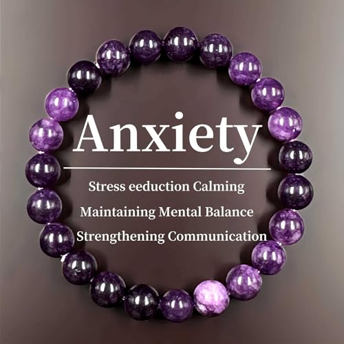 Amethyst Bracelet for Women Men, Elegant Handmade Natural Gem Stone Round Beaded Stretch Elastic Adjustable Healing Bracelets 8mm Gifts - color: AL-0138, size: Medium