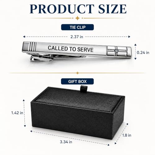 Missionary Tie Clip for Men, Live to Serve Design Tie Bar with Presentation Box for Formal Wear