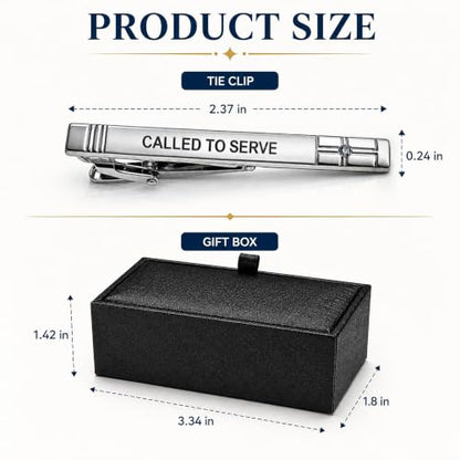 Missionary Tie Clip for Men, Live to Serve Design Tie Bar with Presentation Box for Formal Wear