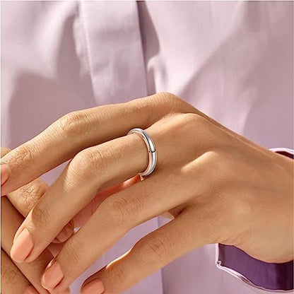 NUNCAD Men Women Tungsten Wedding Engagement Band | 4/6/8mm Two-tone Gold Silver, Domed Polished Step Edges, sizes 5-12 Wedding Band - color: 4mm-Rose Gold & Silver