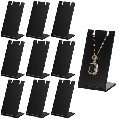 10PCS Acrylic Earring Holder Black L-Shape Jewelry Display Stands for Vendors Necklace Display Rack Retail Store Display Props, Earring Organizer for Jewelry Dangling Slant Back