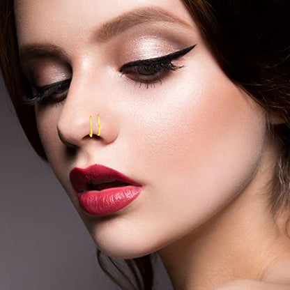 27-60 Pcs Nose Rings for Women Nose Piercing Jewelry Silver Nose Rings Studs 20G Surgical Nose Rings Hoops Nose Rings L Shaped Studs Screw Stainless Steel Nose Piercings for Women Men - color: gold-20G-18 pcs