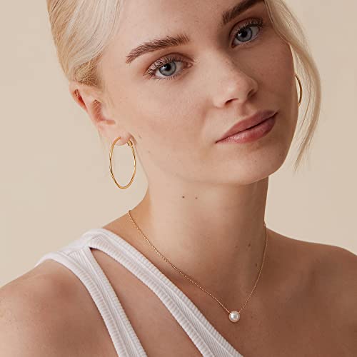 PAVOI Gold Hoop Earrings for Women, 14K Gold Plated Paddle-Back Hoops | Large Hoop Earrings, Lightweight Hoops, Gold Hoops, 925 Sterling Silver Posts - style: 40 Millimeters