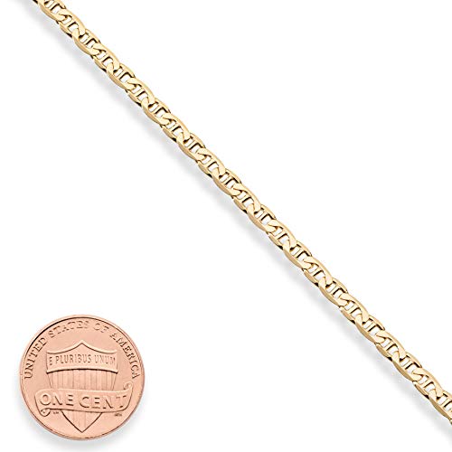 Miabella Italian Solid 925 Sterling Silver, 18Kt Gold Plated 3mm, 4mm Solid Mariner Link Chain Bracelet for Men Women, Made in Italy - color: yellow-gold-plated-silver, size: 0.12 in width x 7.5 in length