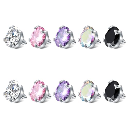 VCMART 14G 5mm 8mm Replacement Balls Externally Threaded Piercing Balls for Tongue Nipple Navel Belly Button Rings Industrial Barbell Piercing Surgical Steel Body Piercing Jewelry Parts - color: 10pcs 5mm ball -7(A)