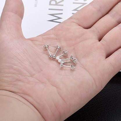 EPIRORA Sterling Silver Stud Earrings for Women Men- 3 Pairs 3mm Tiny Ball Stud Earrings Round CZ Earrings Pearl Earrings Set Cartilage Small Tragus Earrings - style: 3 Pairs-Pearl*1,Round Ball*1,CZ*1