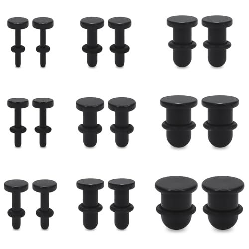 14G 12G 10G 8G 6G 4G 2G 0G 00G Ears Gauges Tunnels Plugs for Women Acrylic Flat Top Plugs with O-rings Ear Gauge Stretching Kit Expander Stretcher Plug Earrings for Piercing Jewelry - color: 14g to 00g, black