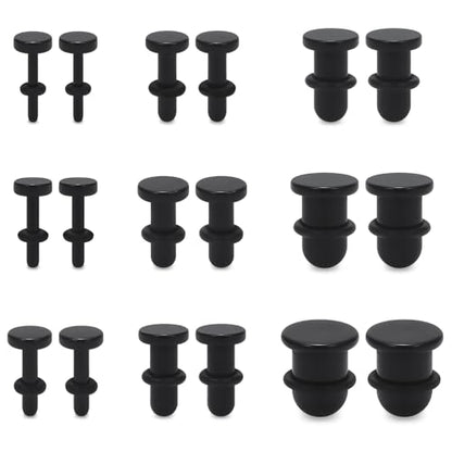 14G 12G 10G 8G 6G 4G 2G 0G 00G Ears Gauges Tunnels Plugs for Women Acrylic Flat Top Plugs with O-rings Ear Gauge Stretching Kit Expander Stretcher Plug Earrings for Piercing Jewelry - color: 14g to 00g, black