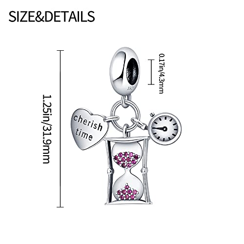 Pandach 925 Sterling Silver Charms for Bracelets and Necklaces Travel Round The World Beads Charms Relaxation Dangle Pendant,Jewelry Beads Gifts for Women - style: Calculator Time Charm