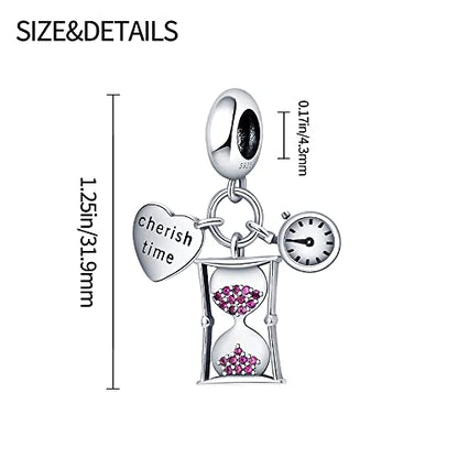 Pandach 925 Sterling Silver Charms for Bracelets and Necklaces Travel Round The World Beads Charms Relaxation Dangle Pendant,Jewelry Beads Gifts for Women - style: Calculator Time Charm