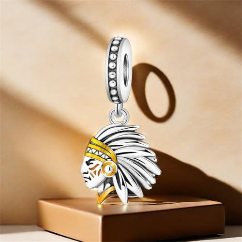 925 Sterling Silver Charms for Bracelets and Necklace Religious Cross Pendants Praying Hands, Bible, Virgin Mary, Jesus, Church Bead Jewelry - color: Native American Charms
