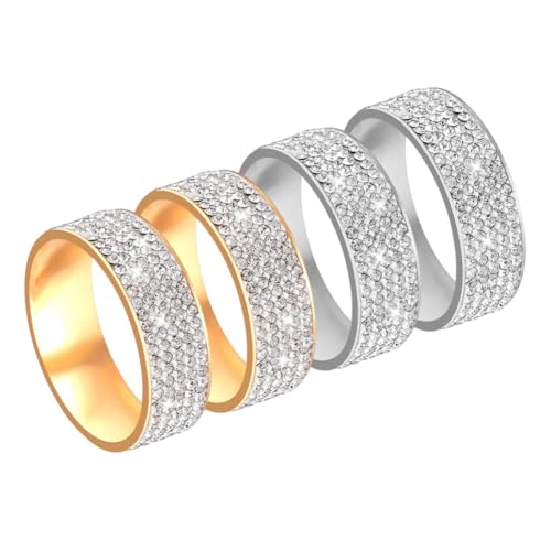 AHANDMAKER 4Pcs 2 Colors Men's Tie Ring Clasp Tie Accessories with Diamond Crystal Necktie Ring Solid Ties Tacks Accessories Necktie Clips Holder Stylish Clasp Rings for Wedding Jewelry Gifts
