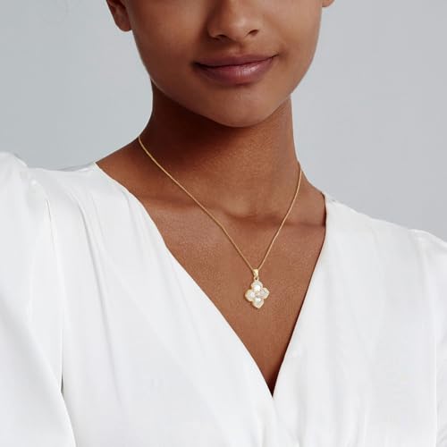 Luxval Diamond Pendant Gold Necklace for Women，Dainty 18k Gold Plated Choker Necklaces Simple Gold Jewelry Gifts for Women - color: Gold-clover