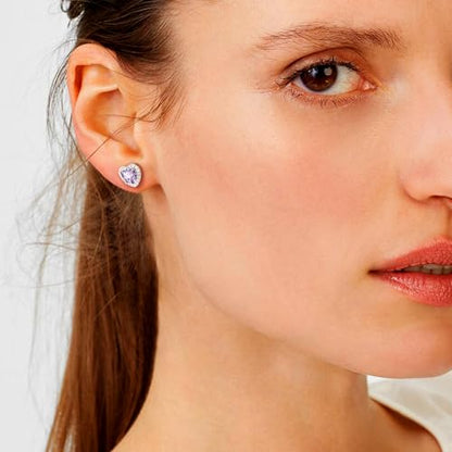 Bestyle 8mm Small Birthstone Earrings for Women with Hypoallergenic Sterling Silver Post,Sparkle Heart/Round Womens Studs Earrings, Great Birthday/Christmas/Anniversary Jewelry for Wife Mother - color: 06. June Alexandrite-Heart