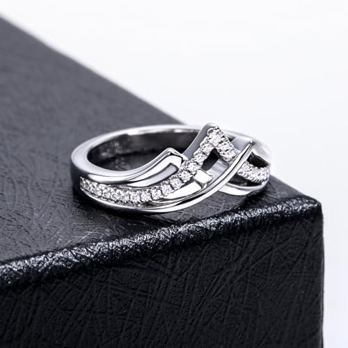 Moissanite Eternity Rings, S925 Sterling Silver Anniversary Band for Women - style: 3.0 CT Double-Love