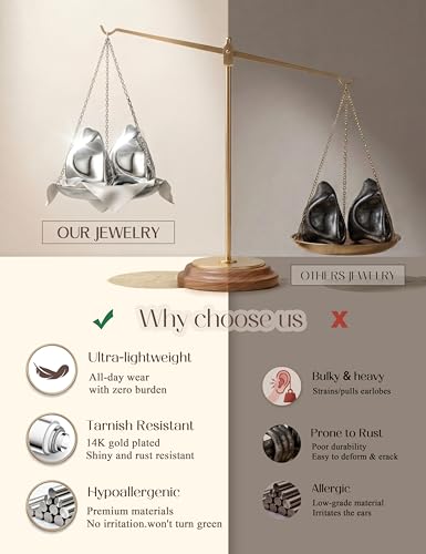 Chunky Gold Stud Earrings for Women Sterling Silver Earring Hypoallergenic | Non Tarnish 14K Gold Plated 925 Silver Posts for Sensitive Ears,Knot Statement Dangle Earrings Gold Jewelry Gifts Lightweight - color: silver plated-chunky