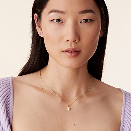 PAVOI 14K Gold Plated Dainty Cubic Zirconia Pendant Necklace for Women | Dot, Elephant, Butterfly, Pineapple, Lock, Knot, Palm Tree, Bow, Smiley Pendant | Layering Chain Necklaces - style: Oval