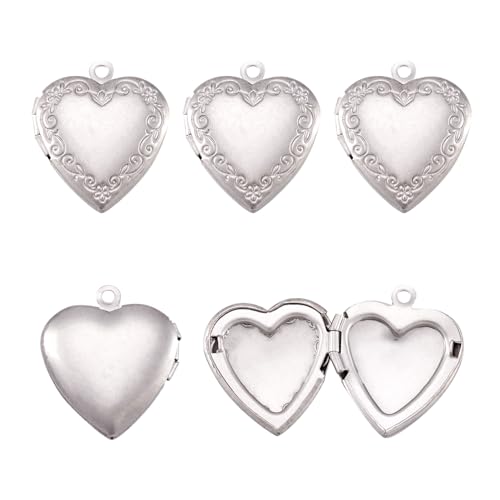 Elecrelive Locket Pendants Photo Frame Charms Memory Photo Charms Heart Locket Photo Frame Pendants - color: Silver