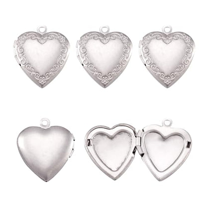 Elecrelive Locket Pendants Photo Frame Charms Memory Photo Charms Heart Locket Photo Frame Pendants - color: Silver