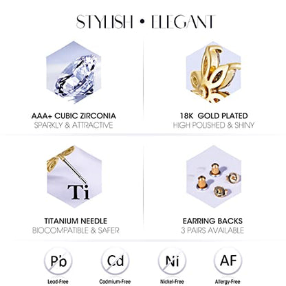Earrings Holy Stud Earrings for Girls/Women, Sliver Gold Wedding Earrings for Bridesmaids - color: Double Daisy|Gold