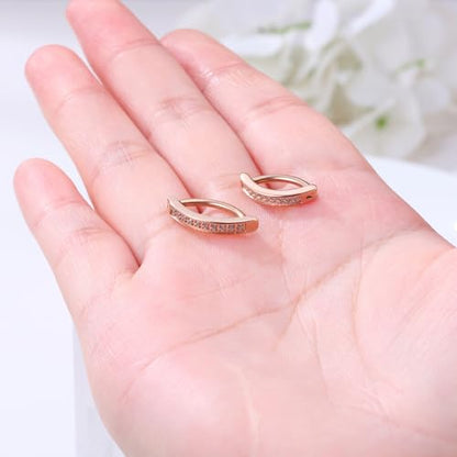 Clicker Belly Button Ring Hoop Belly Button Ring 14G Navel Ring | Surgical stainless steel hinged belly button ring for belly button piercing, navel body jewelry for women and men - color: CZ-Rose gold