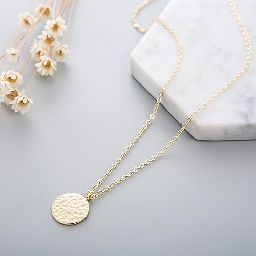 Fettero Pendant Necklace Gold Choker Layered Coin Open Karma Circle Full New Crescent Moon 14K Gold Plated Simple Dainty Necklaces for Women Jewelry Gift - style: Full Moon Gold