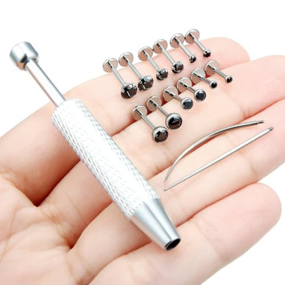 F136 Titanium 20/18/16g Flatback Earrings Nose Lip Rings Jewelry - color: Black, size: 18g