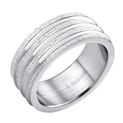 555Jewelry 4mm Sandblast Stainless Steel CZ Wedding Band Ring for Women & Men - color: Silver Style 4