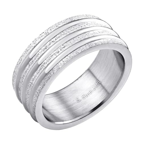 555Jewelry 4mm Sandblast Stainless Steel CZ Wedding Band Ring for Women & Men - color: Silver Style 4