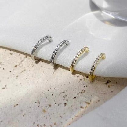 Clip On Earrings for Women 14K Gold Plated Hoop CZ Huggie Hoops Small Adjustable Non Pierced Fake Golden Earrings Invisible Hoop Clip On Earrings - color: 1 Pair Gold