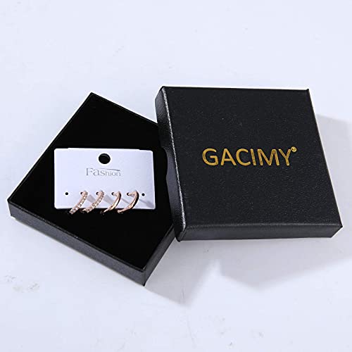 Gacimy Hoop Earrings for Women 14K Gold Plated Cartilage Stud Small Huggie Ear Cuff - color: 14K Rose Gold Plated & CZ, size: 13MM