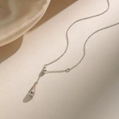 Choistily Gold Lariat Necklace for Women Dainty Long Necklaces Y-Shaped Layered Drop Necklaces Trendy Simple Statement Jewelry for Wedding, Prom, Summer Vacation Gifts - color: Silver