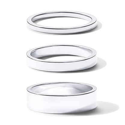PAVOI 18K Gold Plated 3 Rings Set, Gold Stacking Rings for Women - color: White Gold