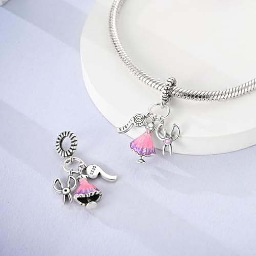S925 Sterling Silver Cute Bead Charm for Pandora Bracelets and Necklaces | Lucky Clover Cute Animal Pink Bow Cherry Butterfly Pendant Bead Charms Jewelry Making Gifts for Women Valentines Mother's Day - style: Fashion Designer Dangle Charm
