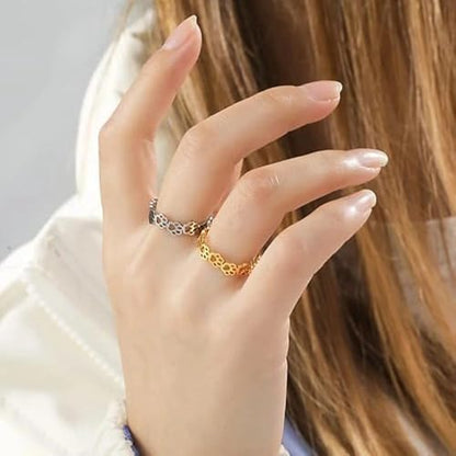 Fashionable and Cute Hollow Cat Claw Footprint Stainless Steel Open Ring Female Creative Couple Ring Animal Jewelry - color: silvery
