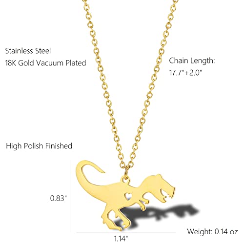 18K Gold Plated Stainless Steel Bee Honeycomb Pendant Necklace, Adjustable Y Lariat Conch/Guitar/Horseshoe Necklace for Women - color: Silver, style: Dinosaur