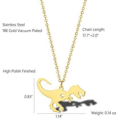 18K Gold Plated Stainless Steel Bee Honeycomb Pendant Necklace, Adjustable Y Lariat Conch/Guitar/Horseshoe Necklace for Women - color: Silver, style: Dinosaur