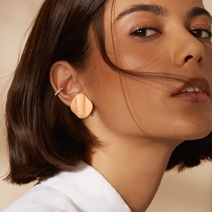 FANZE 2 Pairs Matte Gold Sliver Clip on Earrings for Women No Piercing | No Piercing Button Earring Comfortable Fashion Jewelry Gift - color: Set-11