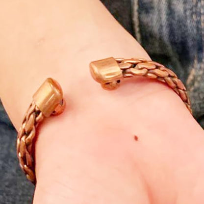 Touchstone Copper bracelet Tibetan style. Hand forged with solid and high gauge pure copper. Elegant weave pattern. - style: Braided 6