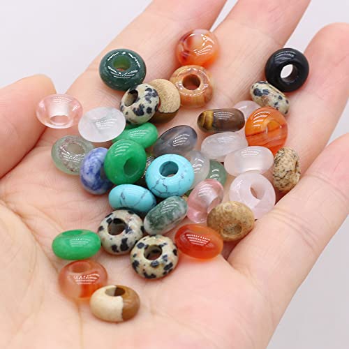 50pcs Natural Semi-Precious Stone Large Hole Loose Beads Abacus Shape Fashionable Opal Amethyst Unakite Rose Quartz Charm Beads for Making Necklace Bracelet - color: 5x10mm