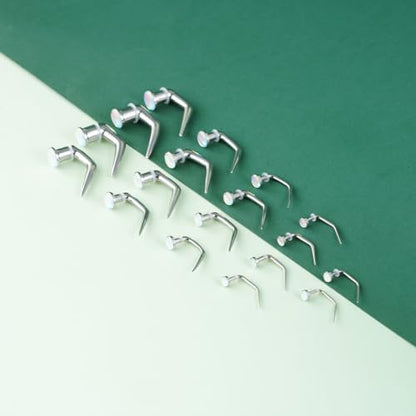 TBOSEN 18PCS Stainless Steel Stretching Kit Taper Bend Expander O-Ring Round | Flower | Heart | Cat Top Body Piercing Jewelry Set - color: Aurora Round Top,Silver