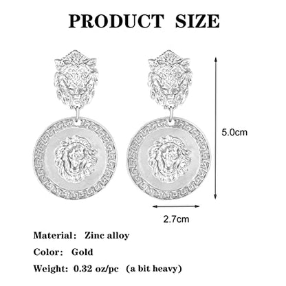 Women's Statement Clip-On Earrings Hypoallergenic Lightweight Clip Earrings - color: F-silver lion