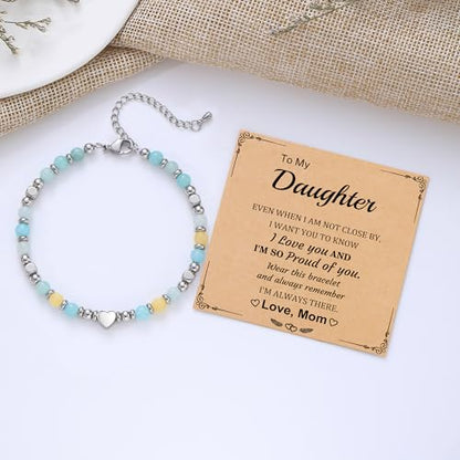 Best Friend Bracelet Gifts for Women Sister Bestie, Christmas Gift for Teens Mom Daughter Granddaughter Birthday Gift for Her Stocking Stuffers - color: Amazonite-Daughter
