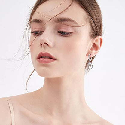 Sterling Silver Hoop Earrings with Drop Dangle for Women Hypoallergenic Twisted Earrings Huggie Hoop Earrings with Charms Trendy Cubic Zirconia Loop Earrings with Dangling Fashion Earring Gift for Her - size: Small