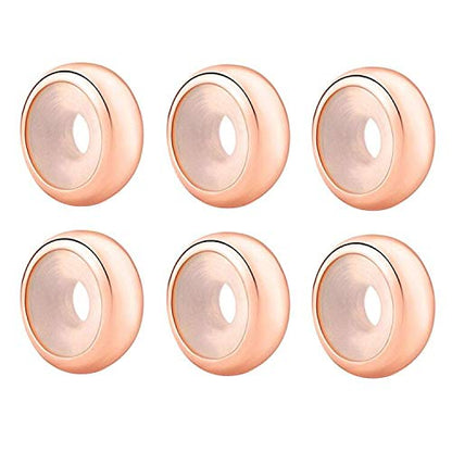 Clip Stopper Charms Sterling Silver Rondelle Spacer Bead Charm Stopper Charm for Pandora Charm Bracelets - color: Rose Gold-Plated ( 6 pcs)