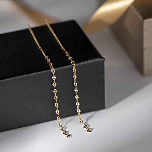 Long Chain Drop Earrings for Women, 925 Sterling Silver, Dainty Dangling Elegant Earrings for Daily Wear, Gift for Her - color: 4.4" Kiss Chain Gold