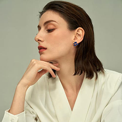 Clip on Earrings Women, 14K Gold Plated Earrings for Sensitive Ears, Fashion Women's Earrings Jewelry Birthday Gift for Wife Grandma Daughter Girls on Christmas Thanksgiving - color: Rose Gold Blue Earrings