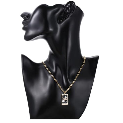 LUREME Punk Tarot Necklace - Gold Rectangle Pendant with Strass Zircon Sun/Moon/Star Design for Women (nl006354) - color: Multi Universe